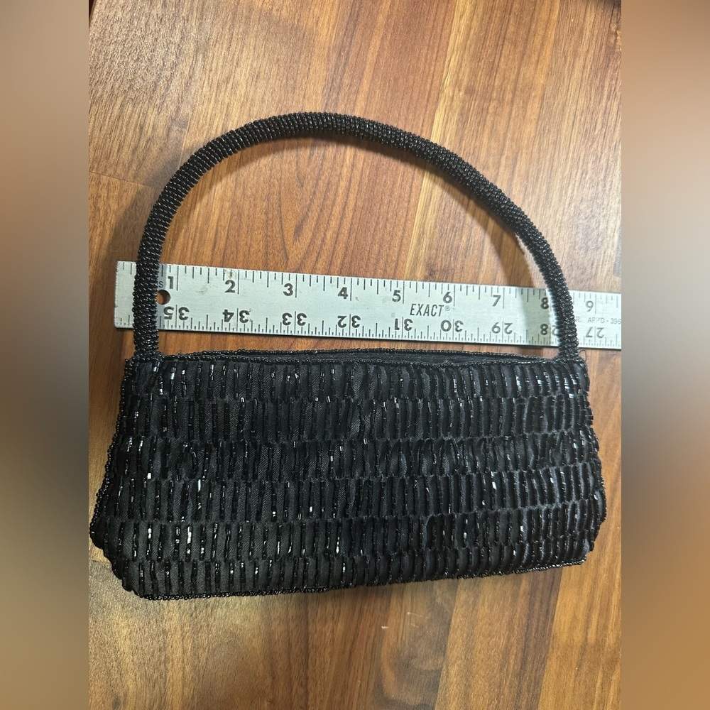 Black Beaded Evening Shoulder Bag - Picture 2 of 10